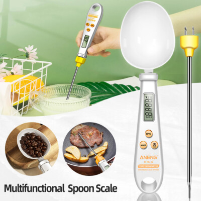 2in1 Electronic Measuring Spoon Digital Thermometer 0.1-500g for Kitchen Frying