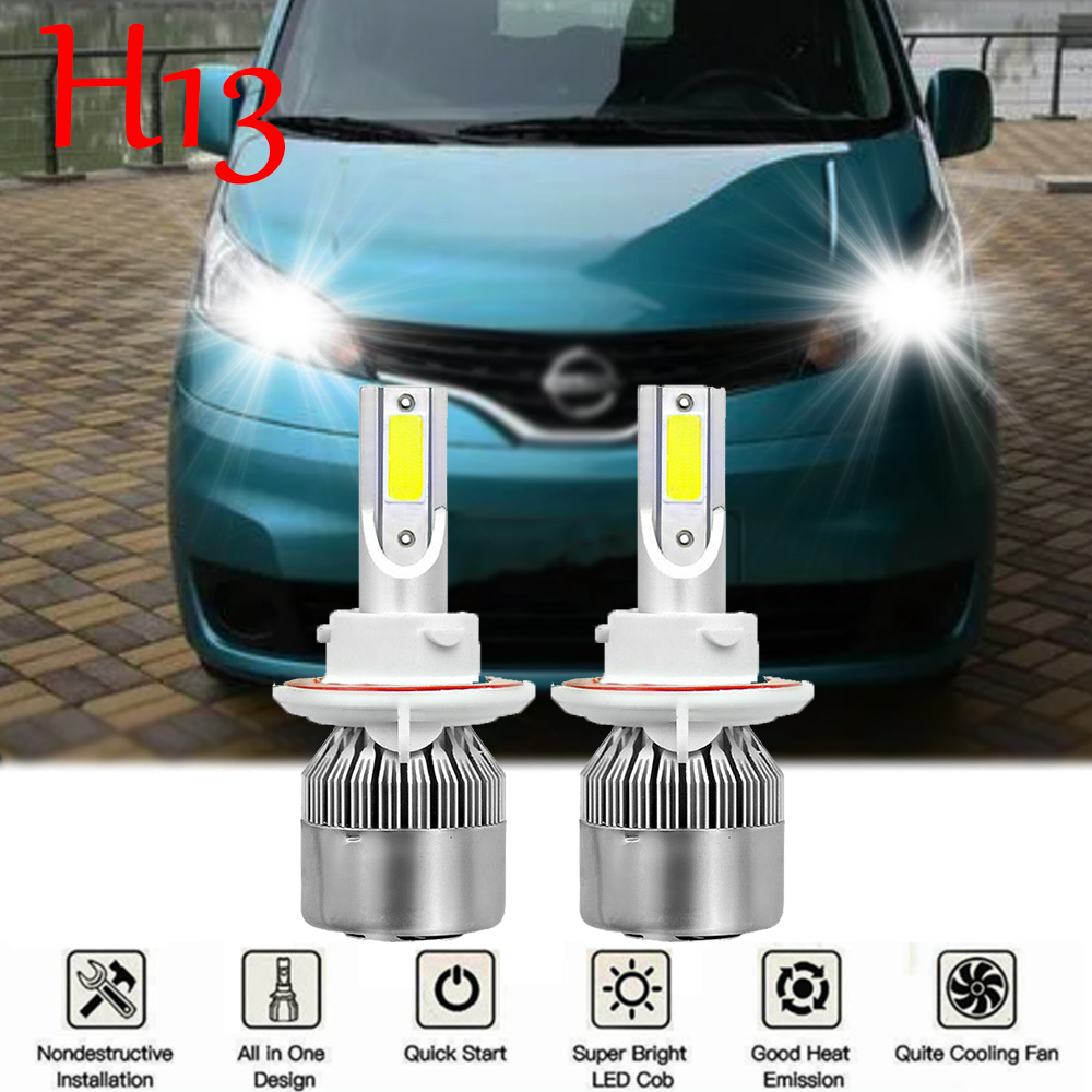 For Nissan NV200 2013-2019-2X 2 Side 9008 / H13 LED Headlight 6000K White Bulbs