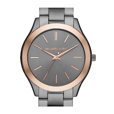 Pre-owned Michael Kors Analog Grey Dial And Band Men's Stainless Steel Watch-mk8576