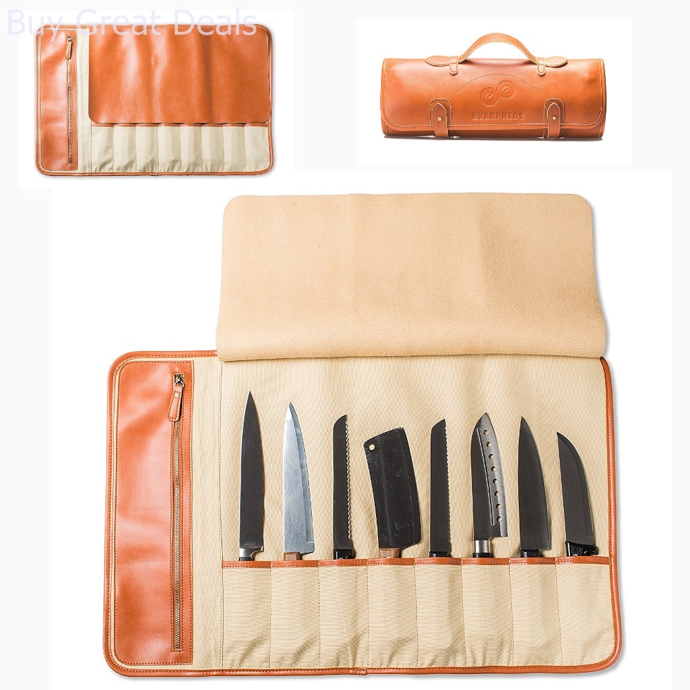 Professional Leather Knife Roll Up Storage Case Bag (8Pocket) Travel