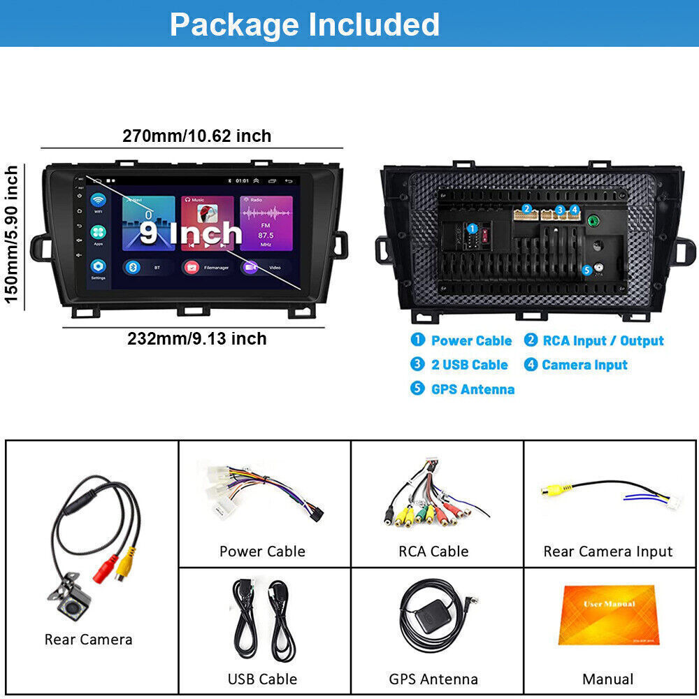 For 2010-2013 Toyota Prius Car Radio JBL Stereo GPS Navi Wifi Carplay Head Unit