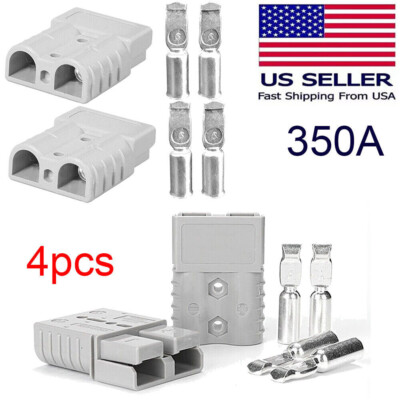 4Pcs FOR ANDERSON Plug CABLE TERMINAL BATTERY POWER CONNECTOR 350AMP-600V Gray