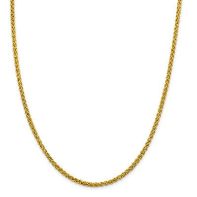 Pre-owned Superdealsforeverything Real 14kt Yellow Gold 16 Inch 3.45mm Semi-solid Wheat With Lobster Clasp Chain