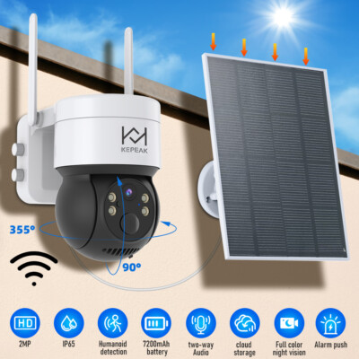 Solar Battery Powered Wireless Security Camera System WiFi IP Outdoor Home Audio