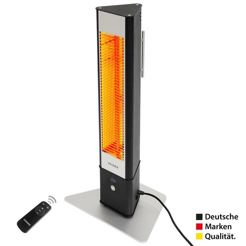 VASNER HeatTower Mini Stand-Heizstrahler 1500W - IP65 - Mit Fernbedienung - Schwarz