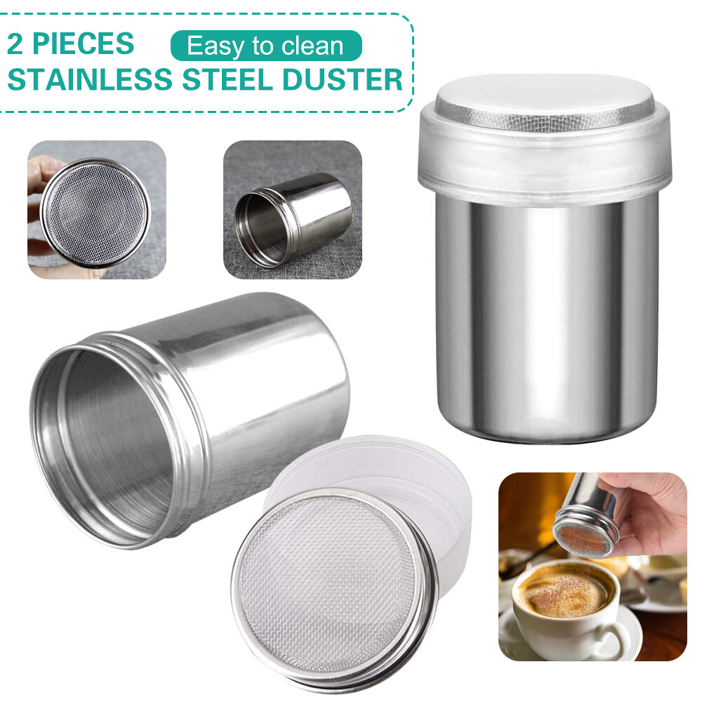 2-piece powdered sugar shaker set stainless steel powdered s