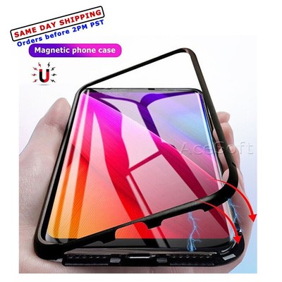 New Magnetic Adsorption Tempered Glass Case Cover f Samsung Galaxy S9 Plus G965U