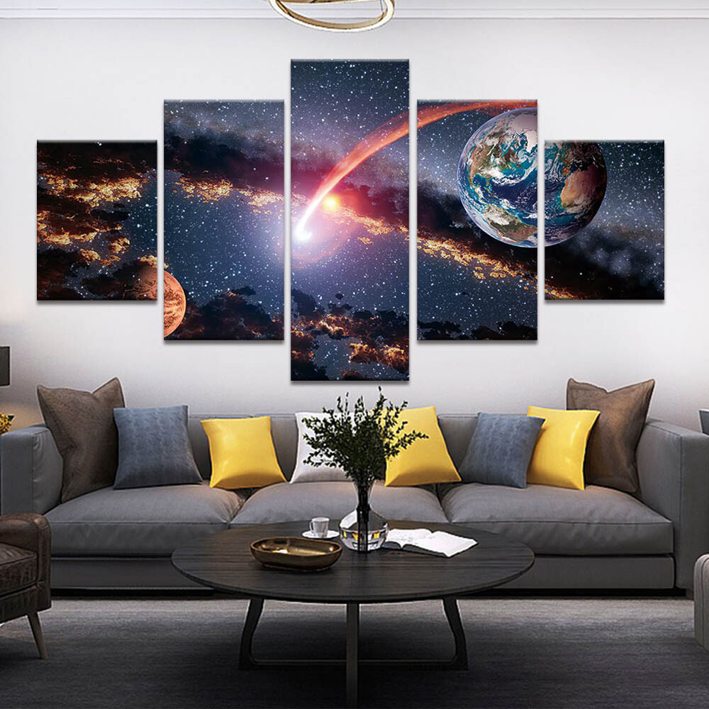 5 Pieces Earth And Mars Canvas Prints (No Frame)