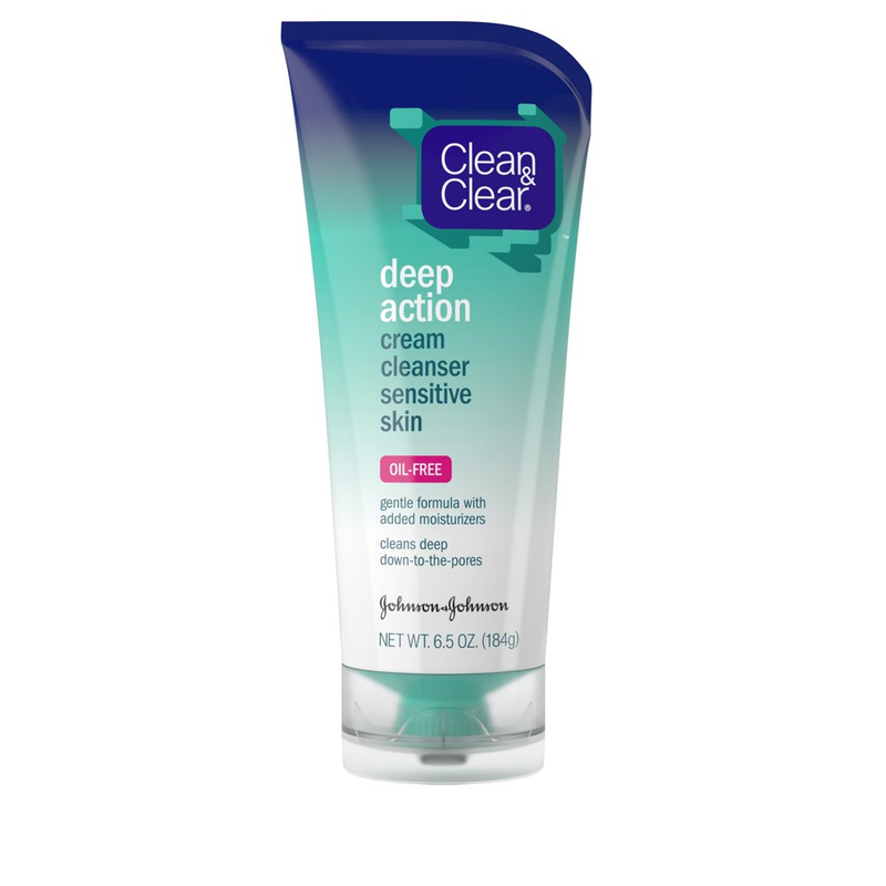 Clean & Clear Deep Action Cream Face Wash for Sensitive Skin, 6.5 Oz