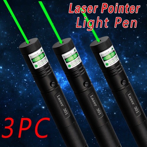 3pcs 532nm 301 Green Laser Pointer Lazer Pen High Power Visible Beam Light+18650