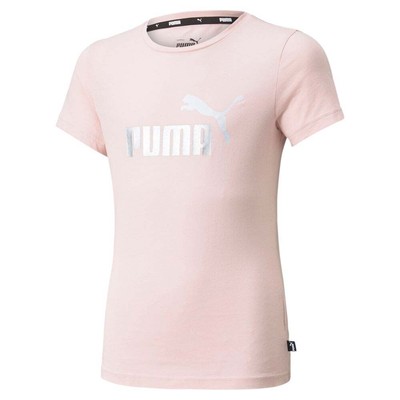 Футболка Puma Essentials Logo Crew Neck Молодежная повседневная розовая для девочек 587041-36