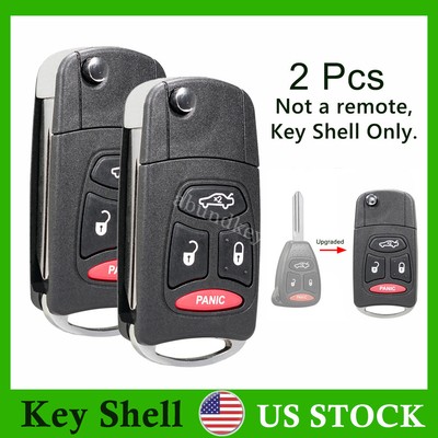 2 Fits 2006 2007 Jeep Commander Flip Remote Car Key Fob Shell Case KOBDT04A