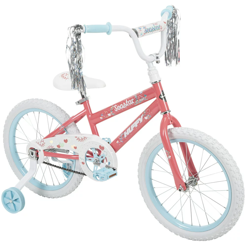 18 Inch Sea Star Girls Bike Huffy Kids Bicycle With Training Wheels 4 to 6 Years
