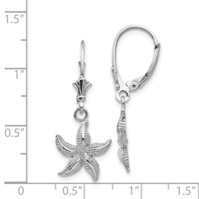 Pre-owned Skyjewelers Real 14kt White Gold Starfish Leverback Earrings