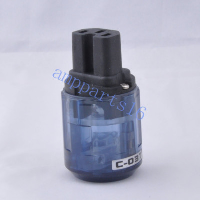 1pcs Audio AMP AC Power Plug IEC Connector Rhodium Plate Transparent C037 Blue