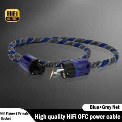 Audiophile OFC Copper Silver Plated Wire HiFi AC Power Cable IEC EU Schuko Plug