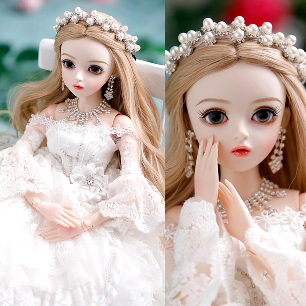 1/3 BJD Doll 60cm Girl Doll Pearl Hair Band Dress Eyes