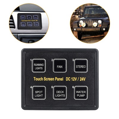 12V 24V 6 Gang LED Touch Screen Slim Switch Control Panel ... universal wire harness with fuse box 