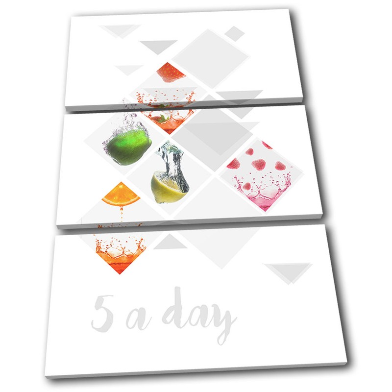 Fruit Splashes Colourful Food Kitchen Treble Toile Murale Art Photo Print