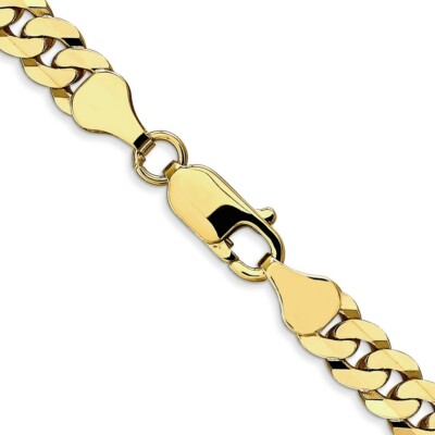 Pre-owned Skyjewelers Real 10kt Yellow Gold 6.25mm Flat Beveled Curb Chain; 20 Inch; Lobster Clasp