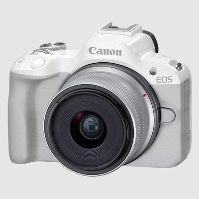 Canon EOS R50 Mirrorless Camera White + 18-45mm F4.5-6.3 IS STM Lens Pro Bundle