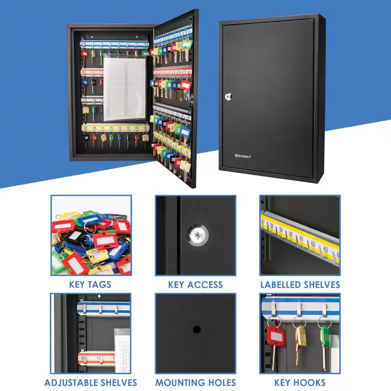 64 Key Storage Cabinet Lock Box Safe Organizer Holder Wall Mount Car Dealership