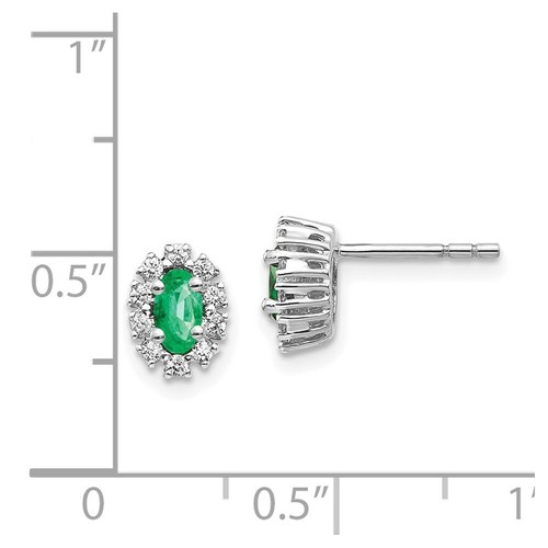 Pre-owned Emerald 14k White Gold 1/5ct Diamond &  Earrings