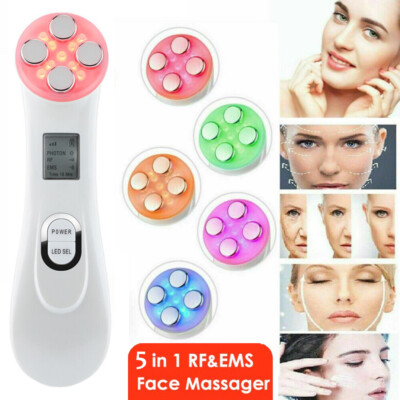 5 In 1 Facial RF Radiofrequency Lifting  Massager Anti Aging LED Photon Therapy