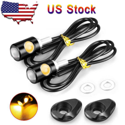 2X Universal Mini Motorcycle LED Turn Signals Indicator Amber Blinker Lamp Light