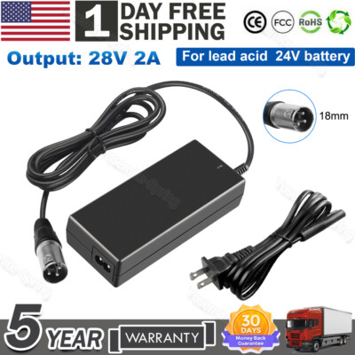 28V 2A 24V Electric Scooter Battery Charger for Go-Go Elite Traveller Plus HD US