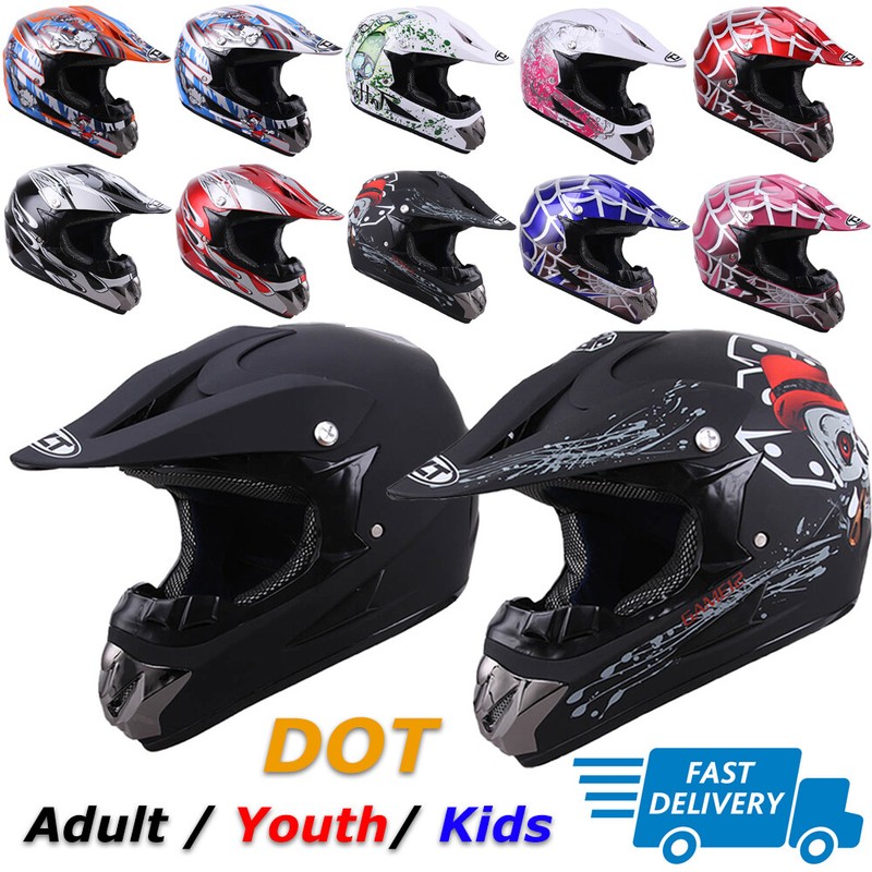 Motorcycle Helmet Full Face Men Women Adult Youth Kids Riding Racing Motorbike