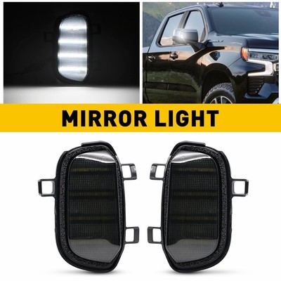 For 2019-2022 GMC Sierra Silverado Smoke 1500 LED Towing Mirror Light Lamps Pair
