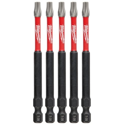Milwaukee 48-32-4579 T25 Torx Shockwave Impact 3-1/2'' Power Bits (5 Pk)