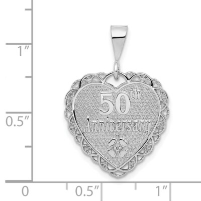 Pre-owned Superdealsforeverything Real 14kt White Gold Reversible 50th Anniversary Charm