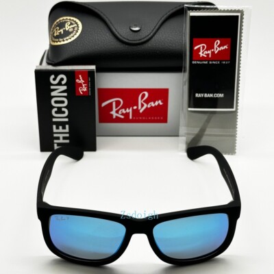Ray-Ban Justin RB 4165 622/55 145mm Rubber Black Frame Blue Polarized Lenses