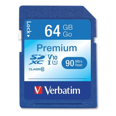 Verbatim 44024 64GB UHS-I V10 U1 Class 10 Premium SDXC Memory Card New