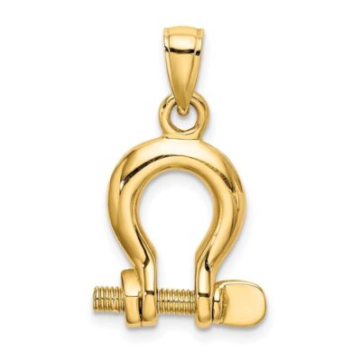 Pre-owned Diamond2deal 14k Yellow Gold 3-d Medium Shackle Link Screw Charm Pendant