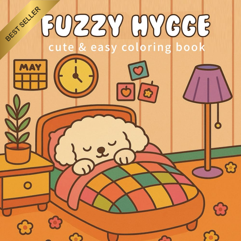 Fuzzy Hygge: Comfy & Cozy Coloring Book for Adults and Kids Featuring Fuzzy Frie