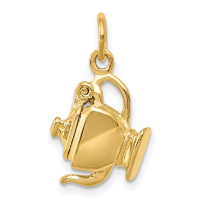 Pre-owned Superdealsforeverything Real 14kt Yellow Gold 3-d Tea Pot Charm