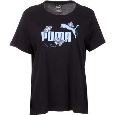

Футболка с короткими рукавами и круглым вырезом с логотипом Puma, женский размер , спортивная, Черный