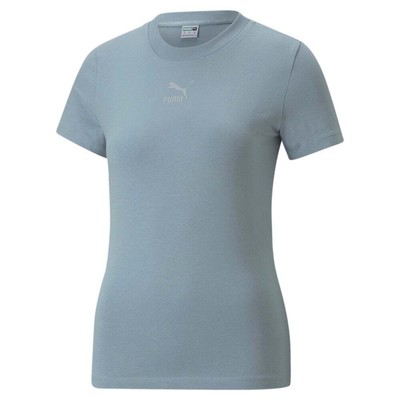 

Puma Classics Logo Футболка с круглым вырезом и короткими рукавами Женские синие повседневные топы 535610, Синий