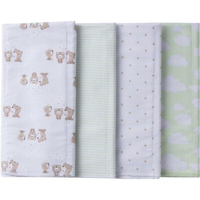 Gerber Baby Neutral 4 Pack Flannel Burp Cloths NEW Bears, Stars, Clouds, Stripes