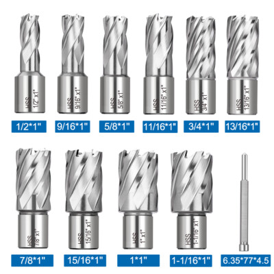 11x HSS Annular Cutter Set 3/4'' Weldon Shank with Pilot Pin Mag Drill Bits