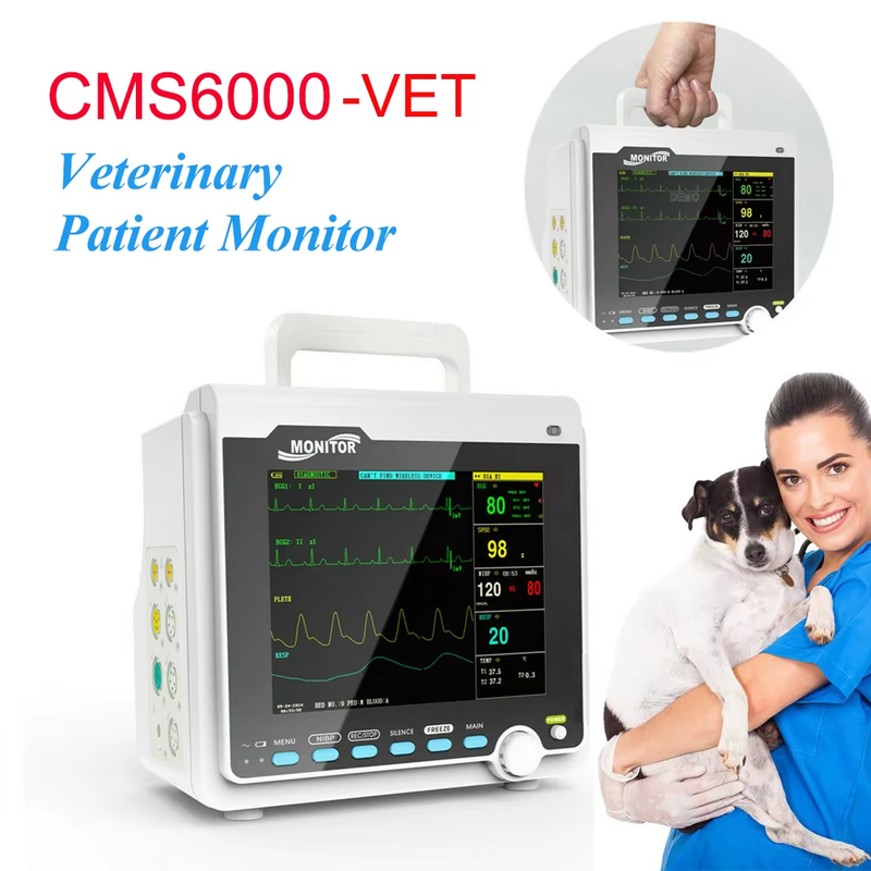 CMS6000 Portable Veterinary Monitor Oximeter detector Monitor 8" Pet Vital Sign