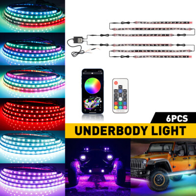 6pcs RGB Dream Color Dreamcolor Underglow LED Kit Car Neon Strip Light Music APP