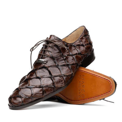 NEW Marco Di Milano Exotic Dress Shoes Genuine Pirarucu Leather Olivieri Brown