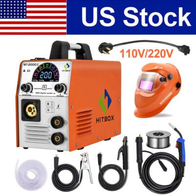 HITBOX 3 in 1 110/220V MIG Welder 200A ARC Lift TIG Welding Machine+ Free Helmet