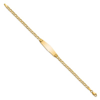 Pre-owned Skyjewelers Real 14kt Semi-solid Soft Diamond Shape Cuban Link Id Chain Bracelet In Yellow