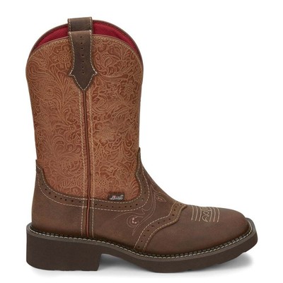 

Justin Boots Starlina Ковбойские женские коричневые повседневные ботинки с квадратным носком GY9530, Коричневый, Justin Boots Starlina Square Toe Cowboy