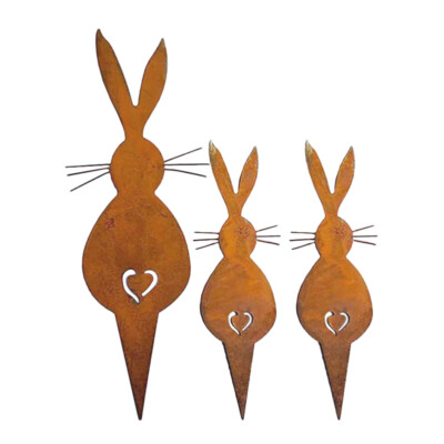 3PCS Rabbit Garden Stake Animal Stake Decorative Garden Stake Garden Outdoor